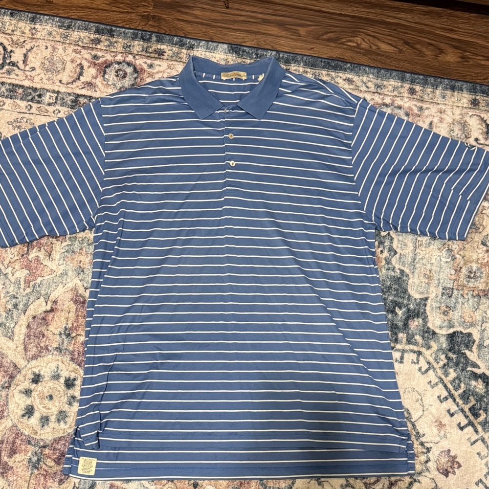 Peter Millar Navy and White Striped Polo Shirt